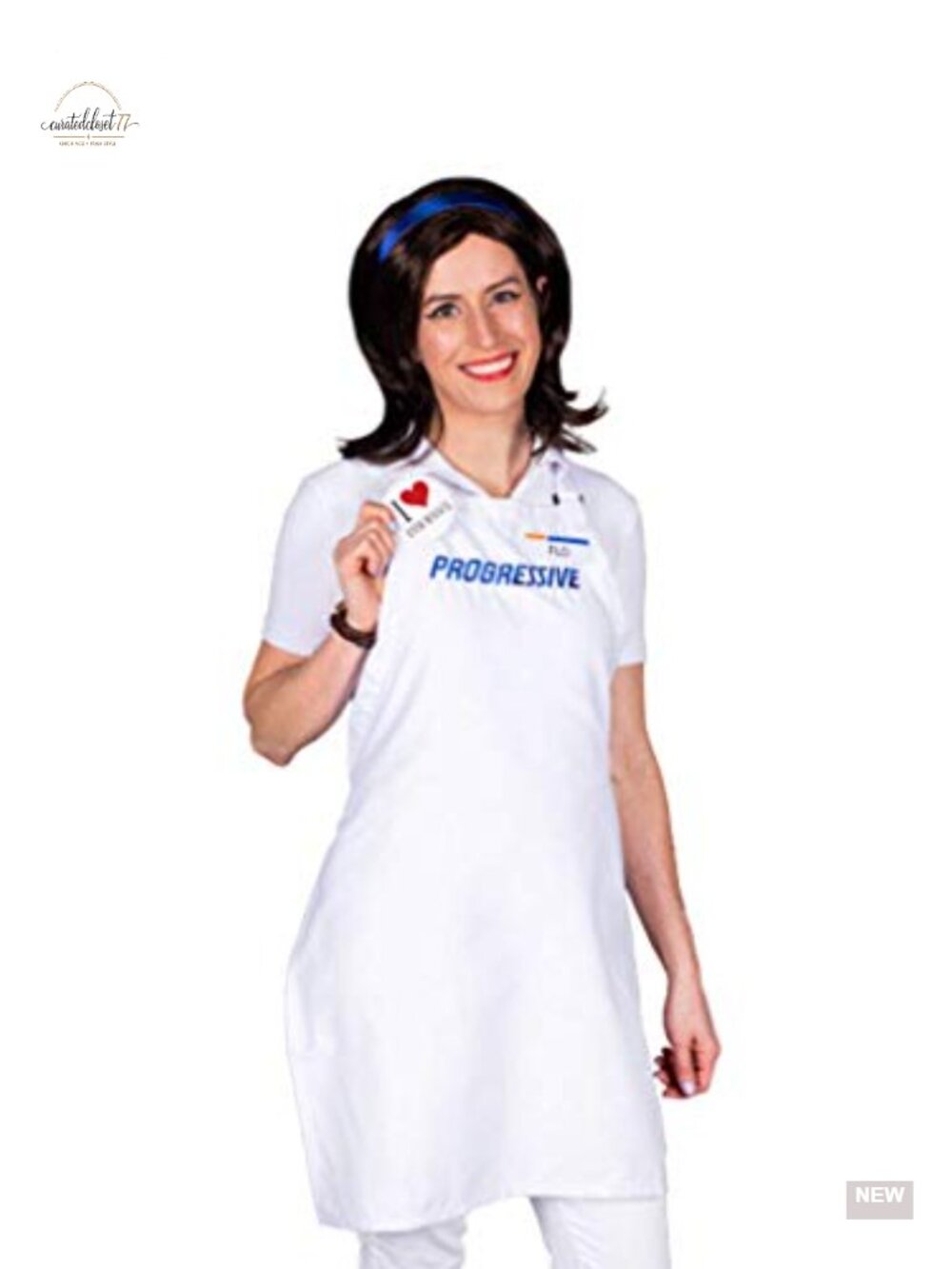 Flo Progressive Insurance Costume with Apron Wig Headband Adult